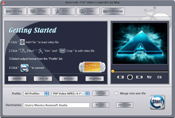 PSP Video Converter for Mac screen