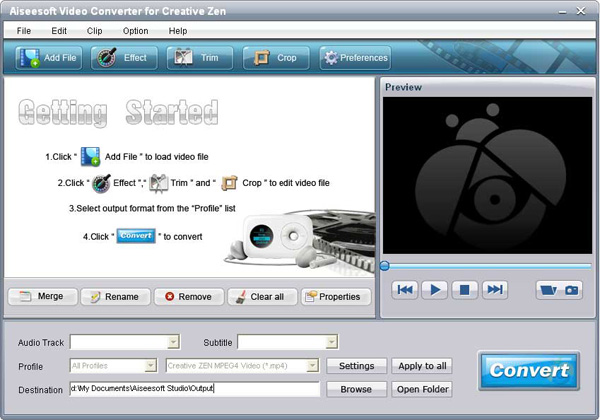 Video Converter for Creative Zen screen