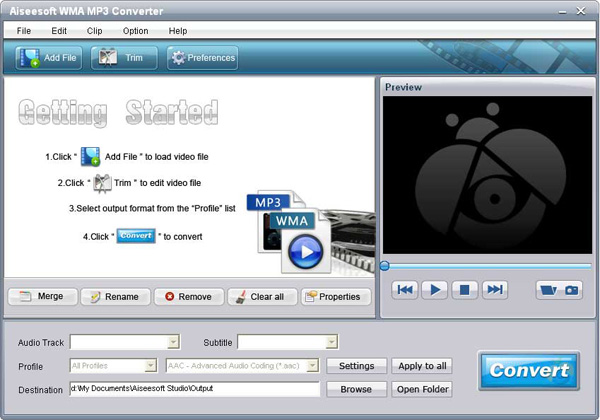 WMA MP3 Converter screen